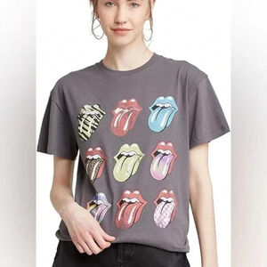Rolling Stones gray graphic short sleeve tee shirt extra small xs tongues logo
